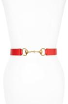 Women's Gucci Horsebit Calfskin Leather Belt - Red