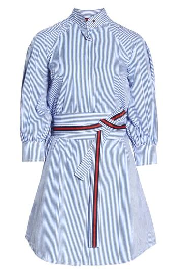 Women's 1901 Stripe Tie Waist Shirtdress - Blue