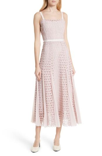 Women's Sandro Scallop Lace Midi Dress Us / 36 Fr - Pink