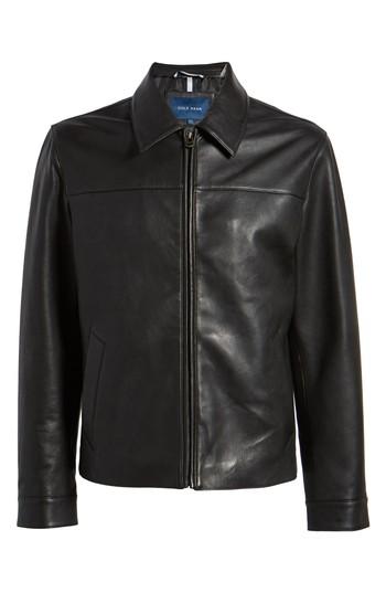 Men's Cole Haan Regular Fit Leather Jacket, Size - Black