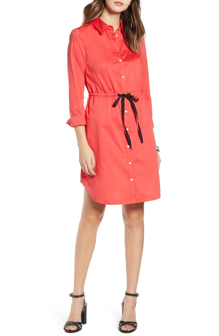 Women's 1901 Tie Waist Shirtdress - Red