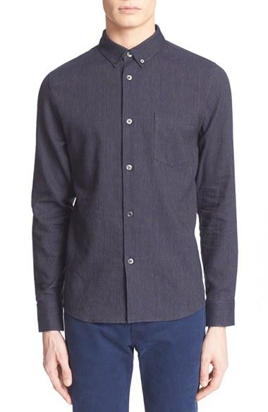 Men's A.p.c. Extra Trim Fit Cotton & Linen Woven Shirt
