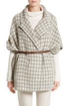 Women's Fabiana Filippi Houndstooth Belted Cape, Size - Grey