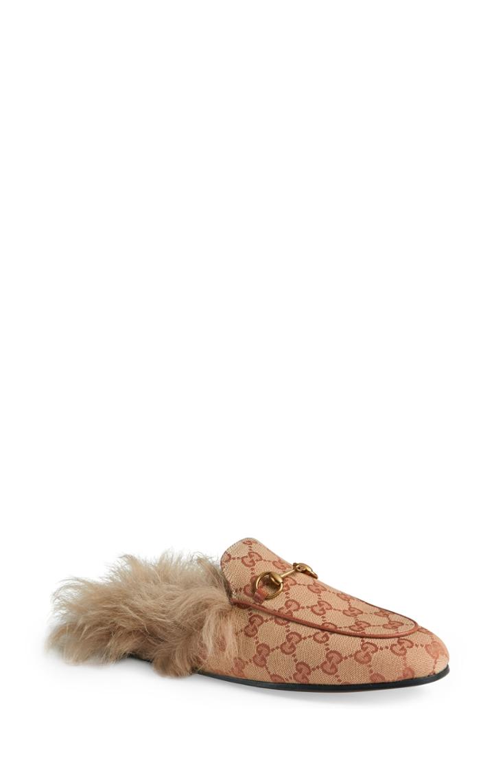 Women's Gucci Princetown Genuine Shearling Logo Mule Us / 34eu - Beige