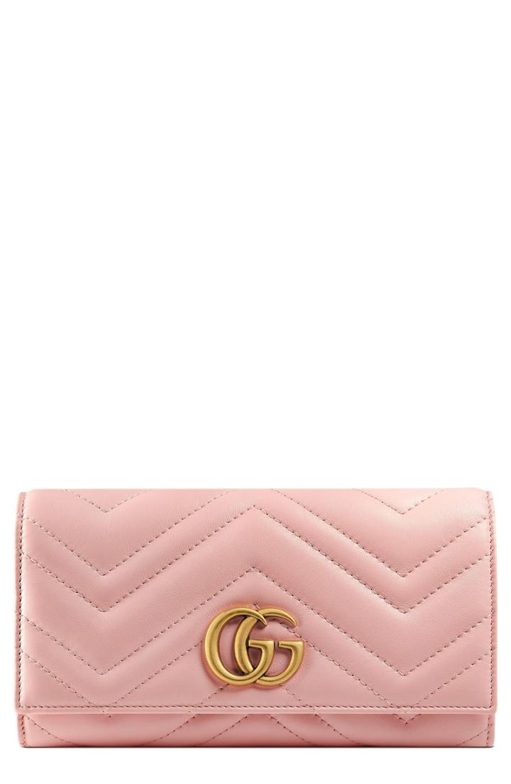 Women's Gucci Marmont 2.0 Leather Continental Wallet - Pink