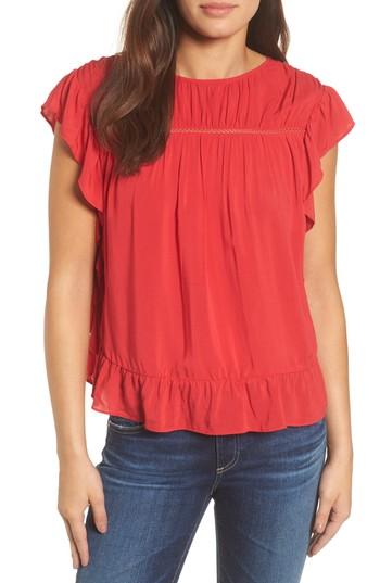 Women's Velvet By Graham & Spencer Challis Ruffled Blouse - Red