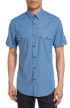 Men's Calibrate Non-iron Cotton Military Sport Shirt, Size - Blue