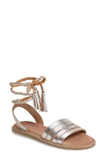 Women's Seychelles Botanical Tassel Wraparound Sandal M - Metallic