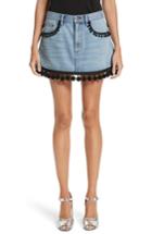 Women's Marc Jacobs Pompom Trim Denim Miniskirt - Blue