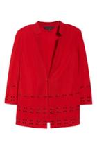 Women's Ming Wang Studded Knit Jacket - Red