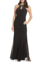 Women's Morgan & Co. Embellished Keyhole Trumpet Gown
