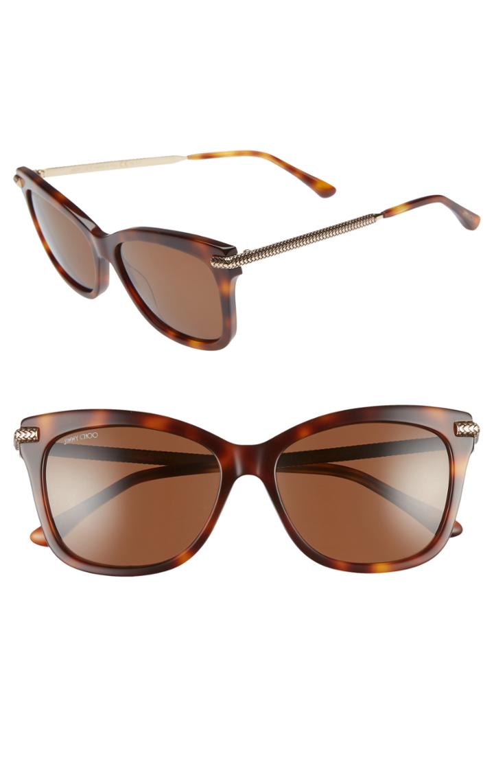 Women's Jimmy Choo Shade 55mm Cat Eye Sunglasses - Havana Honey