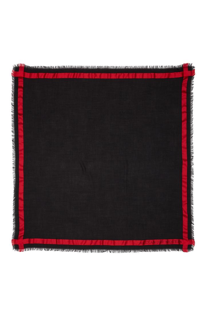 Women's Alexander Mcqueen Satin Frame Logo Jacquard Silk Shawl