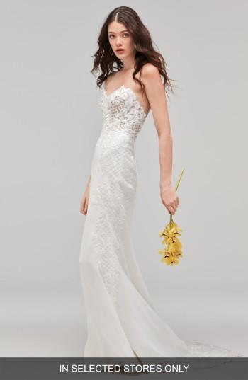 Women's Willowby Haizea Strapless Lace & Crepe Gown, Size In Store Only - Ivory
