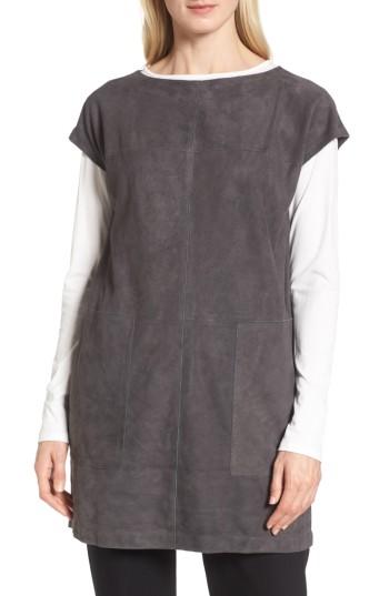 Women's Eileen Fisher Suede Tunic, Size - Brown