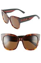 Women's Gucci 55mm Butterfly Sunglasses - Havana/ Brown