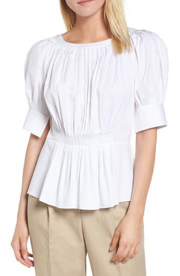 Women's Lewit Peplum Cotton Top - White