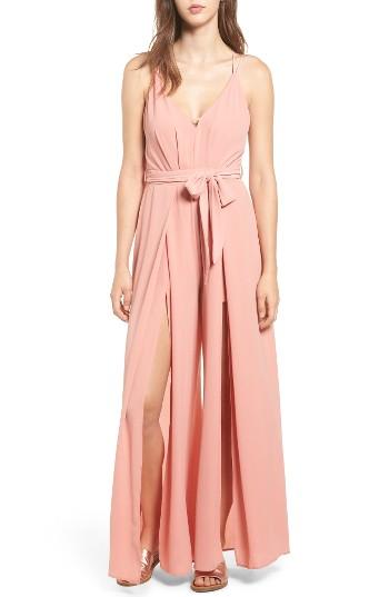 Women's Socialite Split Leg Jumpsuit - Pink