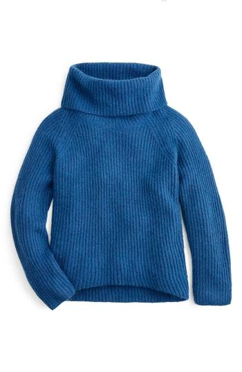 Women's J.crew Ribbed Turtleneck Sweater - Blue