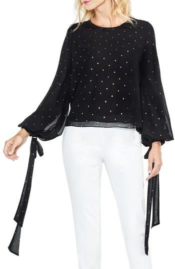 Women's Vince Camuto Gilded Diamonds Tie Cuff Top - Black