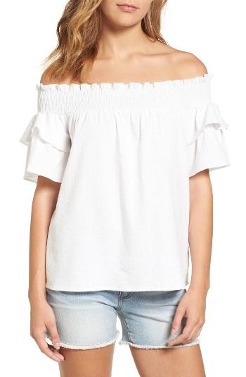Women's Caslon Off The Shoulder Ruffle Sleeve Top - White