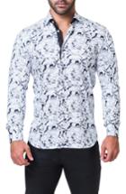 Men's Maceoo Fibonacci Haring Trim Fit Print Sport Shirt (s) - White
