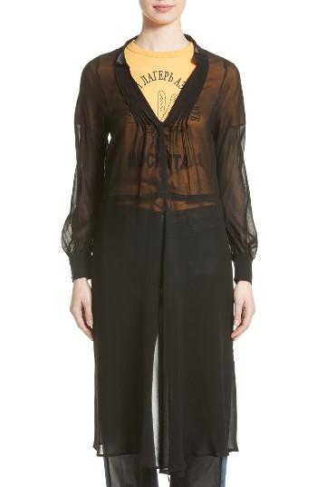 Women's Junya Watanabe Sheer Open Back Georgette Dress - Black
