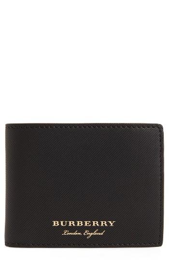 Men's Burberry Leather Bifold Wallet - Black
