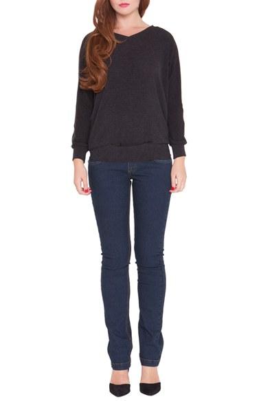 Women's Olian 'victoria' Dolman Sleeve Maternity Sweatshirt /small - Black