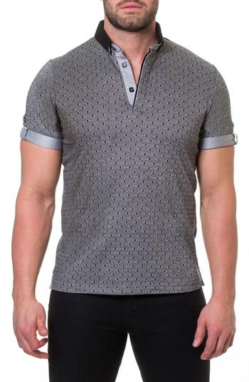 Men's Maceoo Diamond Print Polo (s) - Grey