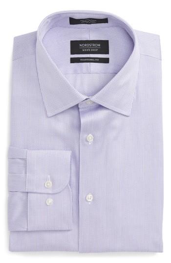 Men's Nordstrom Men's Shop Traditional Fit Stripe Dress Shirt 34/35 - Purple