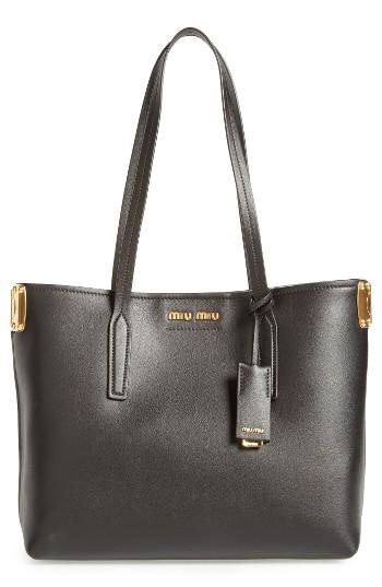 Miu Miu Small Leather Shopper - Black