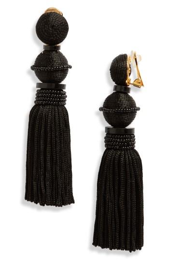 Women's Oscar De La Renta Clip Tassel Drop Earrings