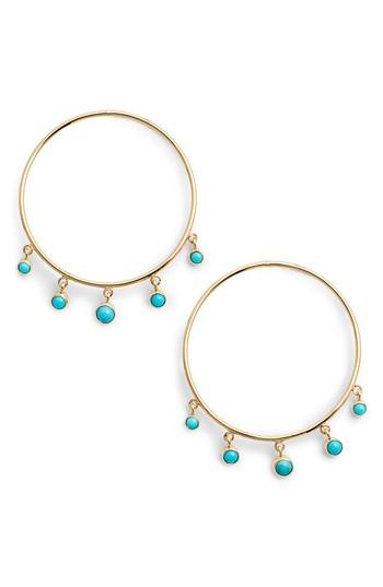Women's Zoe Chicco Dangling Turquoise Hoop Earrings