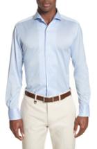 Men's Canali Slim Fit Solid Sport Shirt, Size - Blue