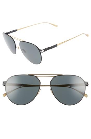 Men's Mykita Nino 57mm Polarized Aviator Sunglasses - Gold/ Black