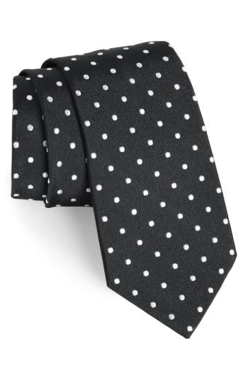 Men's Gitman Polka Dot Silk Tie, Size X-long - Black