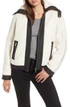 Women's Sam Edelman Short Faux Fur Jacket With Contrast Trim - Ivory