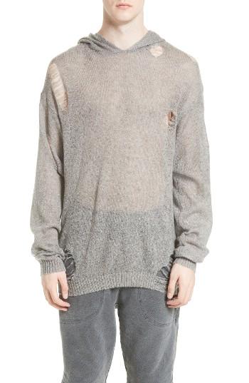 Men's Drifter Odin Destroyed Hoodie Sweater - Grey
