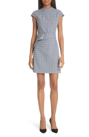 Women's Theory Mcclair Plaid Mod Belted Sheath Dress - Black