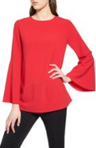 Petite Women's Halogen Bow Back Flare Sleeve Tunic, Size P - Red