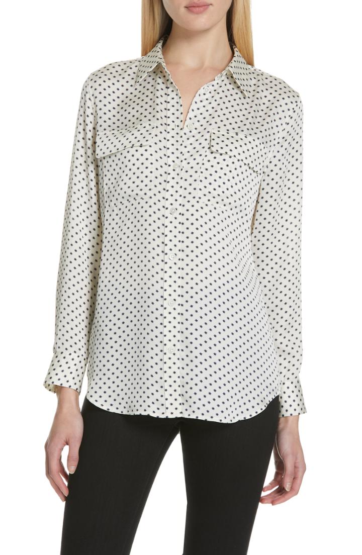 Women's Equipment Slim Signature Shirt, Size - White