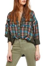 Women's Free People One Of The Guys Plaid Shirt - Green
