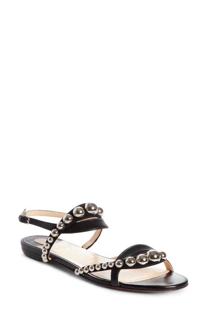 Women's Christian Louboutin Galeria Ornament Flat Sandal Us / 36eu - Black
