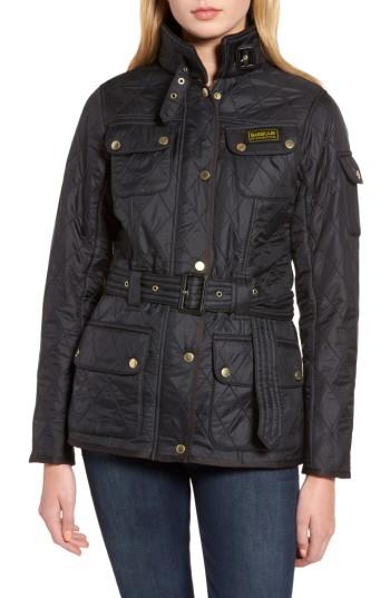 Women's Barbour Water Resistant Polarquilt Moto Jacket Us / 8 Uk - Black