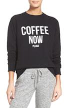 Women's Brunette 'coffee Now' Crewneck Sweatshirt - Black