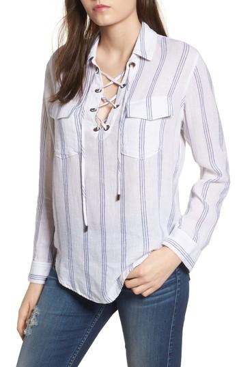 Women's Rails Matea Stripe Lace-up Top - White
