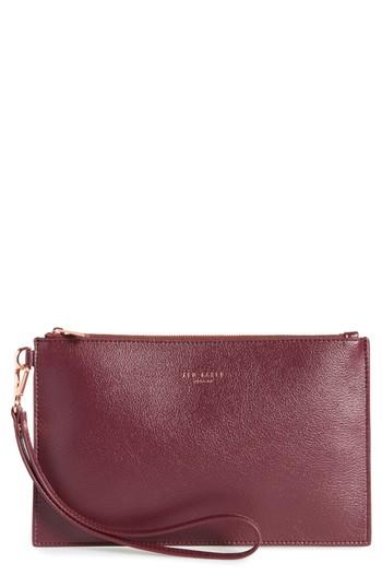Ted Baker London Top Zip Faux Leather Pouch - Red