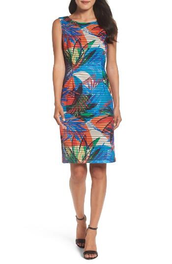 Women's Ellen Tracy Shadow Knit Sheath Dress - Blue