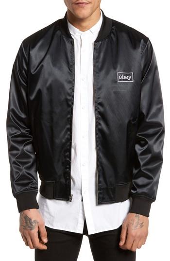 Men's Obey Band Bomber Jacket - Black